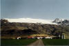 Farm, im Hintergrund Gletscher Myrdalsjökull